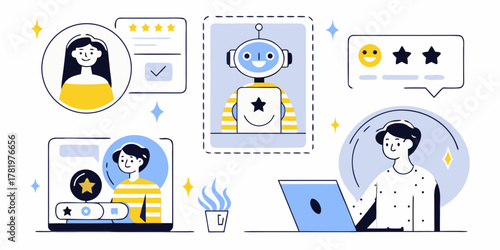 Customer service chatbot assisting users with feedback and ratings for online services