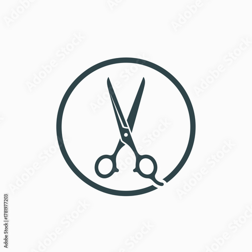 Scissors Icon in Circle Design.