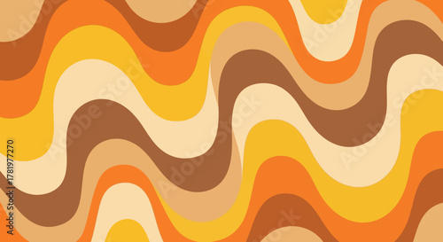 Fotografie Vibrant abstract wavy pattern in warm retro colors, evoking a nostalgic 60s and