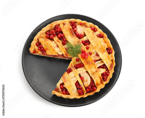 Plate with cut tasty cranbe...