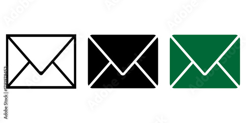Different styles of envelope mail symbol for business communication designs