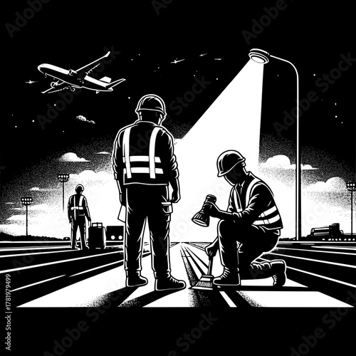 Airport Runway Night Inspection