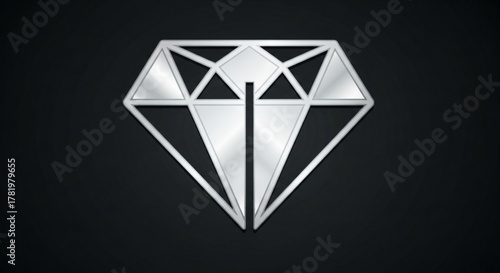 A shiny silver diamond on a, a symbol of luxury, wealth, and success, perfect for adding a touch of elegance to any design