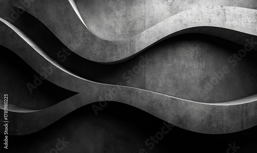 Abstract gray concrete wave structure modern architecture background texture design element.