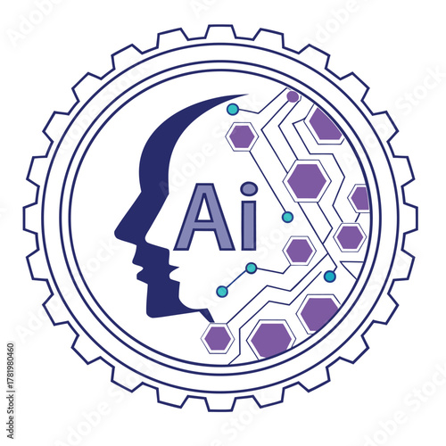 A digital logo design features the letters AI