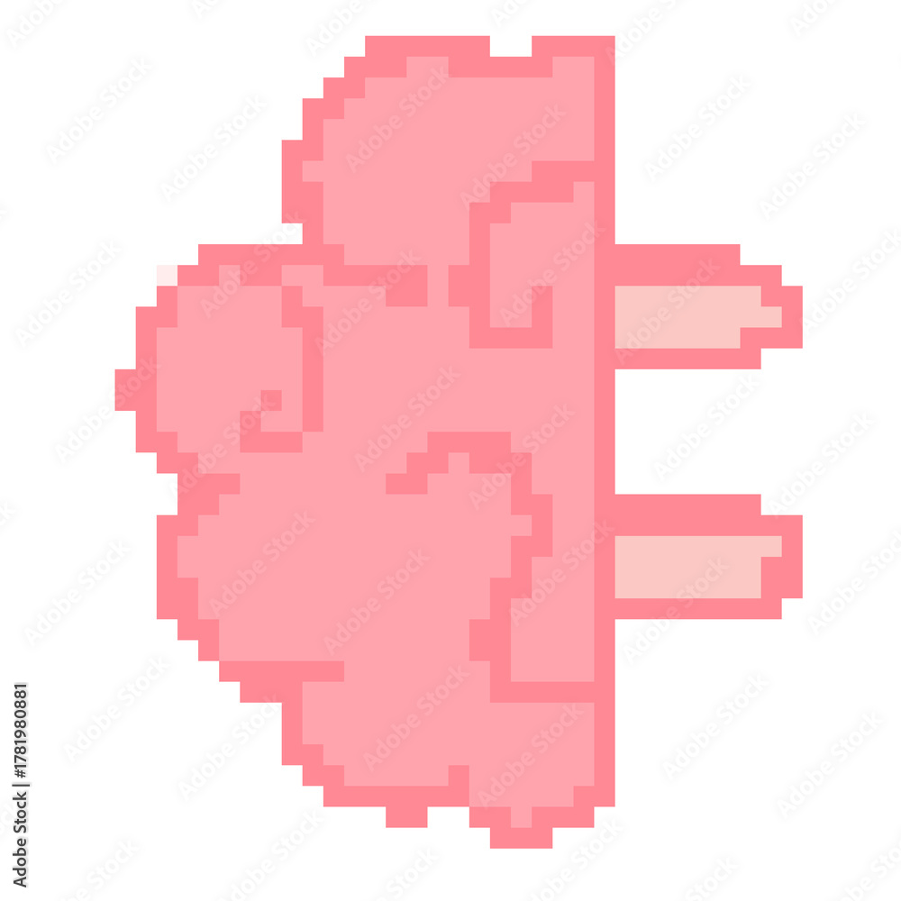 Fototapeta premium Pixel Art Brain Plug for Mental Health Connection
