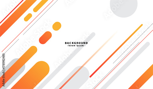 Abstract geometric design featuring orange, white, and gray lines and circles angled background. Suitable for digital presentations, website backgrounds, or branding.