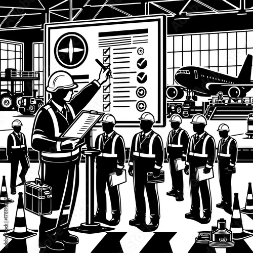 Runway Safety Team Reviewing Checklist