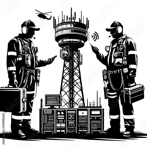 Runway Crew Coordinating with Air Traffic Control