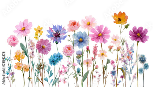 Vibrant floral display of many blossoms in pastel colors