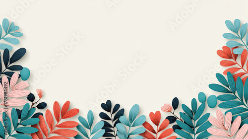 Colorful paper foliage border with empty center
