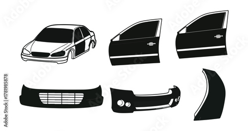 Automotive components illustration for design and engineering projects