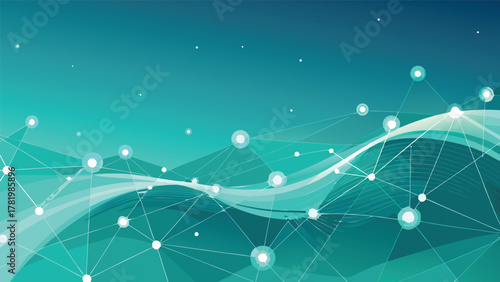 Futuristic Network Connections on Abstract Blue Gradient Background