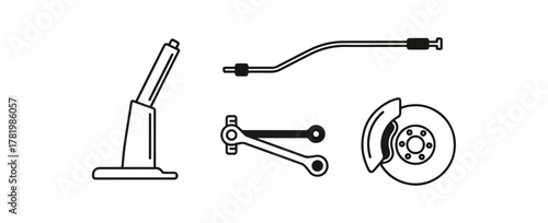 Automotive components illustration on black background