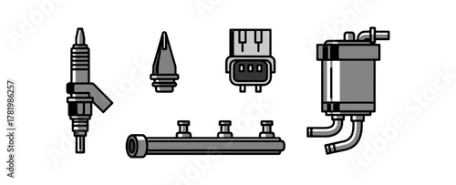Automotive components vector illustration technical design