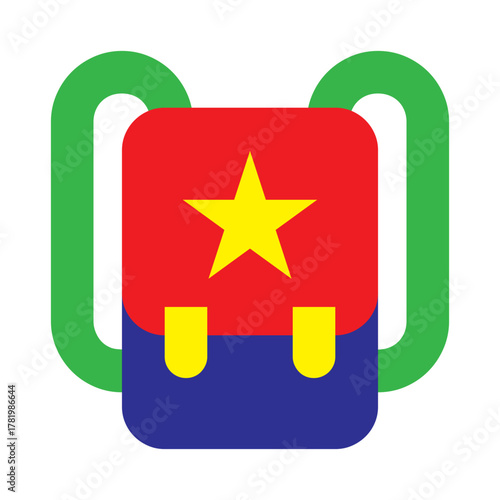 Backpack star design flat icon vector