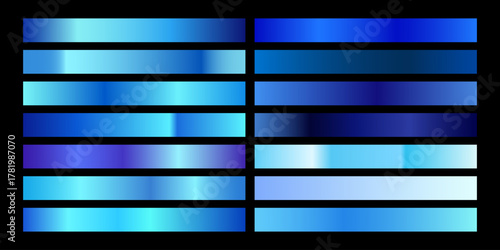 Palette of Gradient Blue Color Swatches for Design and Art Projects