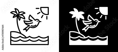 Beach whiteblack icon