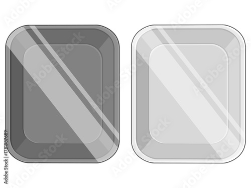 Black And White Plastic Food Tray. Styrofoam food tray illustration. Isolated On White Background.