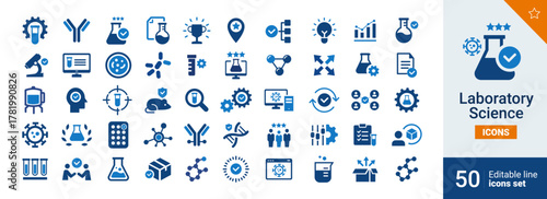 Laboratory Basic icons Pixel perfect. Antibody, cell, work,...	
