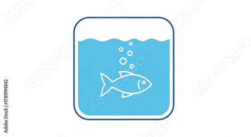 A simple line drawing of a fish in an aquarium with bubbles a minimalist and clean aquatic illustration