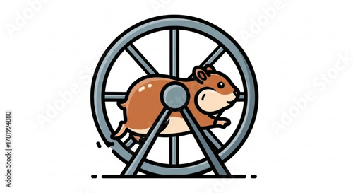 A hamster running in a wheel, , representing activity, exercise, and the concept of being stuck in a repetitive cycle