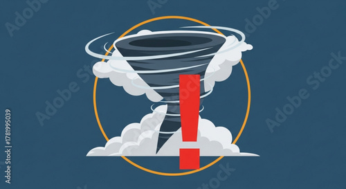 Tornado warning sign vector illustration for weather forecast or emergency alert dangerous natural disaster icon concept with exclamation mark