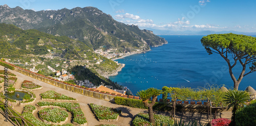 Fototapeta Naklejka Na Ścianę i Meble -  Ravello - Amalfi coast - The outlook from Ravello to Minori - Villa Rufolo