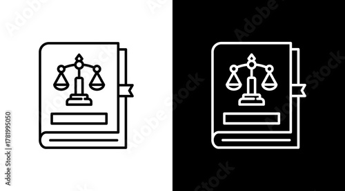Law Book White Icon Set Design