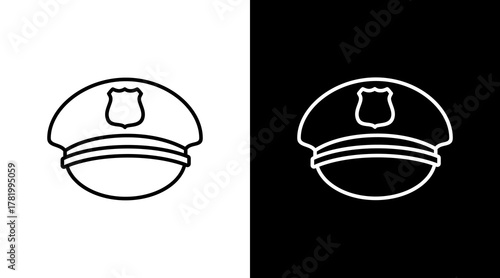 Policeman Hat White Icon Set Design