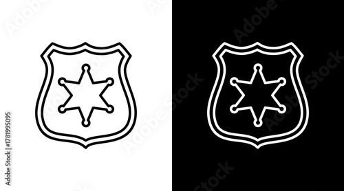 Government Badge White Icon Set Design