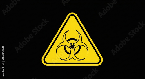 Biohazard symbol on, representing biological hazards, infectious agents, and potential risks to human health and safety