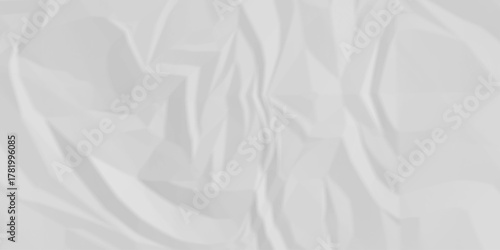 White crumpled paper creased grunge texture. Paper wrinkled surface glued paper poster background. Crumpled and top view textures can be used for background of text or any contents.	