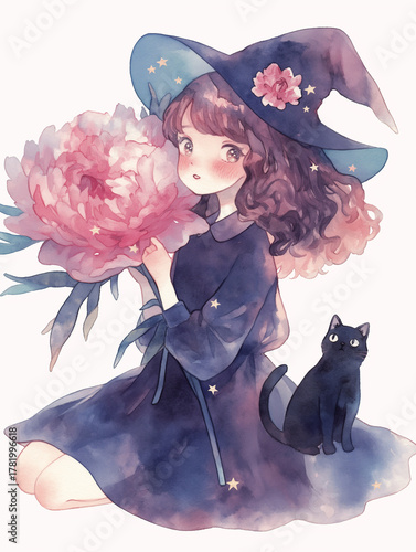 The girl sitting in the flower