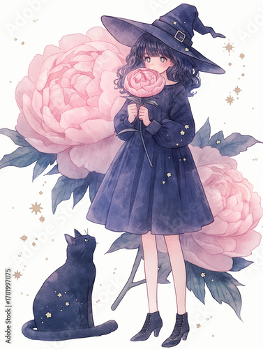 The girl sitting in the flower