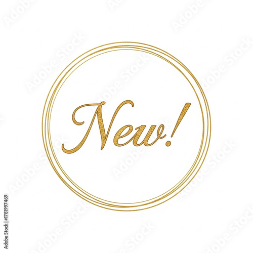 Golden New Text in Circle.