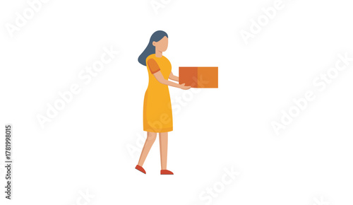 Woman delivering parcel vector illustration