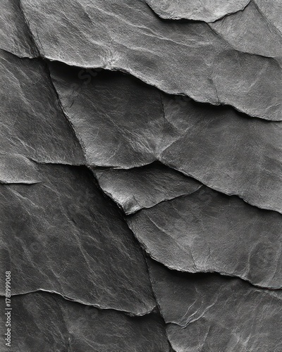 Wallpaper Mural Close-up of layered dark gray stone tiles with textured surfaces showing natural roughness and rugged edges Torontodigital.ca