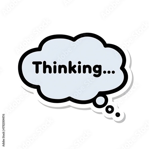 Black speech bubble with white outline isolated on transparent background