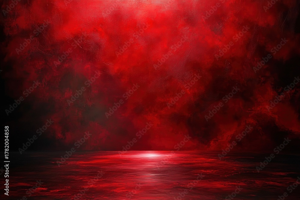 Fototapeta premium Abstract red and black dramatic textured background with reflective surface and intense lighting effect
