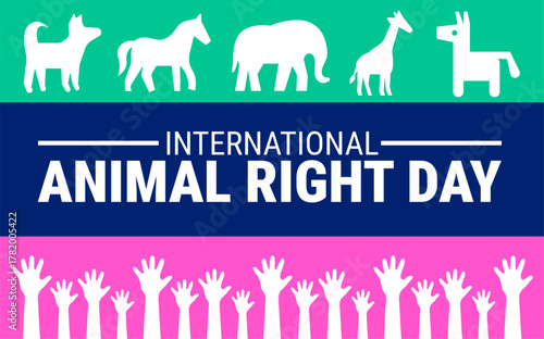 international animal right day background, banner, card or poster design template is observed every year during December, to raise awareness about the mission. Vector illustration.