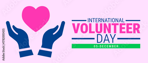 International Volunteer day background, banner, card or poster design template is observed every year during December, to raise awareness about the mission. Vector illustration.