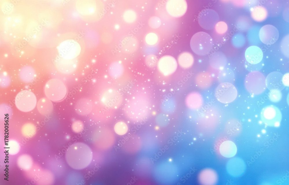 Fototapeta premium Soft glowing bokeh lights in pastel pink, purple, and blue hues with sparkling and dreamy atmosphere
