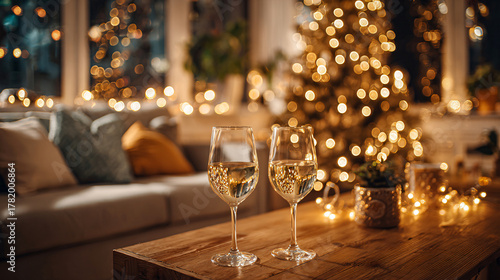 Cozy New Year Home Scene with Warm Lights