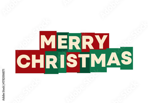 Festive Merry Christmas Message with Red and Green Blocks.