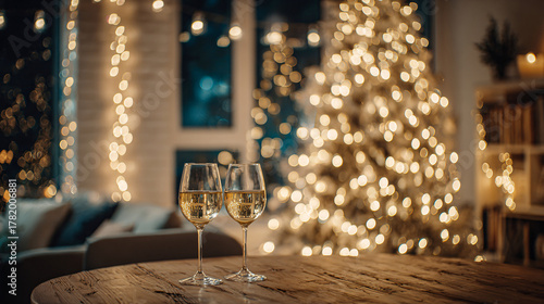 Cozy New Year Home Scene with Warm Lights