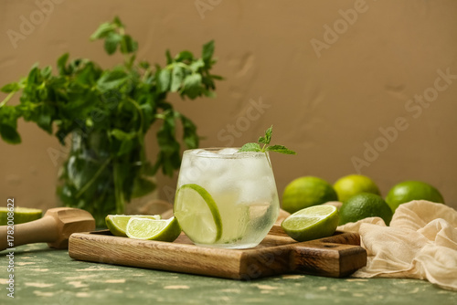 Glass of lime infused water...