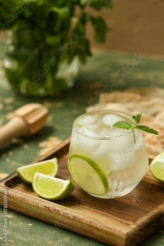 Glass of lime infused water...