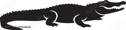 Black silhouette of an alligator with open mouth animal