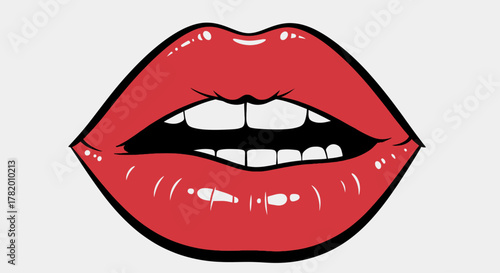 Seductive Red Lips Pop Art Illustration - High Gloss Bite